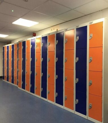 Metal lockers with reinforced doors
